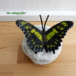 034* Bronzen malachietvlinder op steen